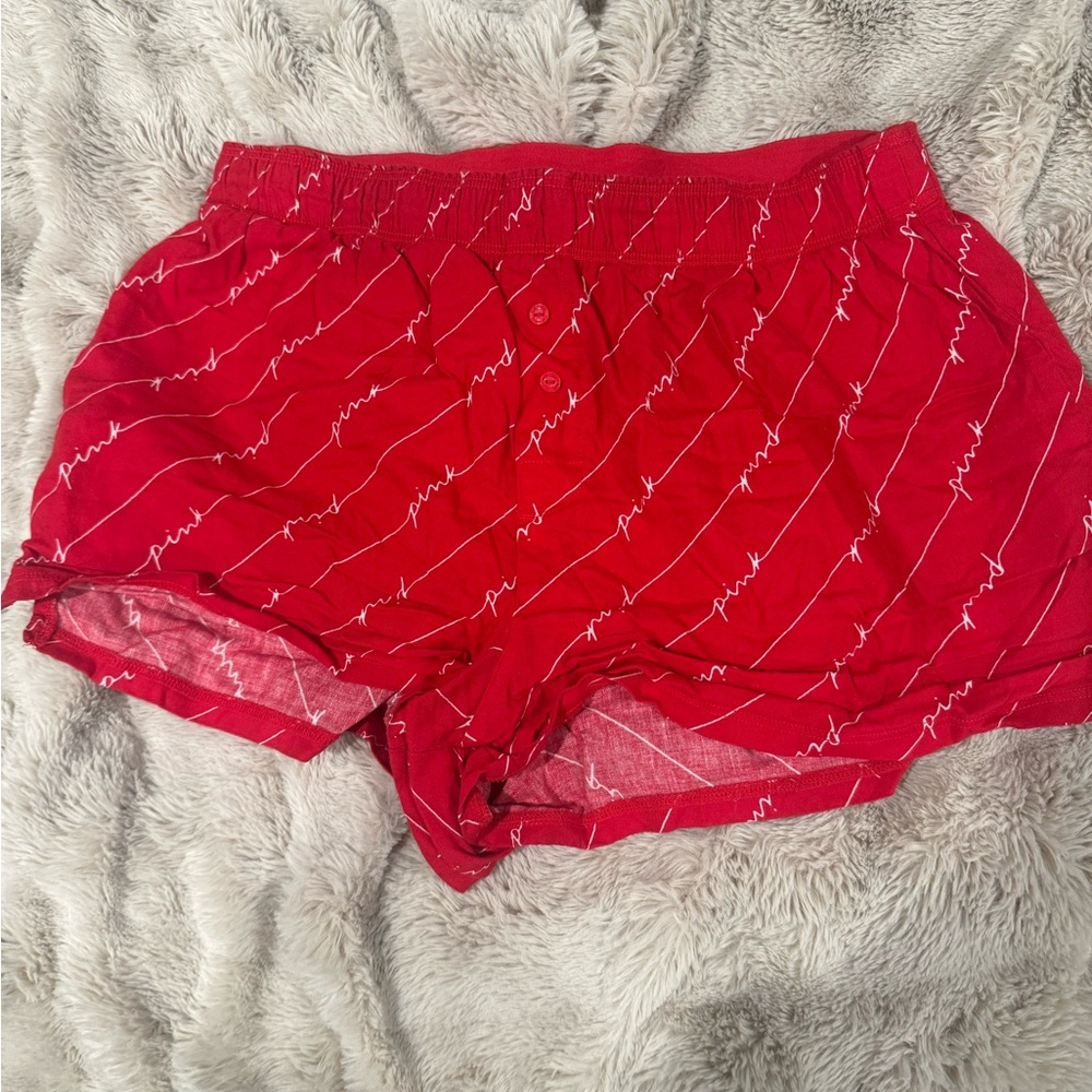 PINK Victoria's Secret Red Lounge Shorts with White Script